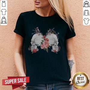 Day Of The Dead Dia De Muertos Rose Sugar Skull V-neck