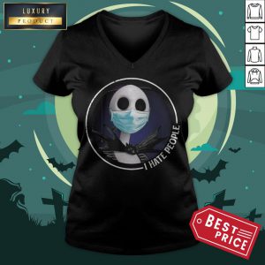 Halloween Jack Skellington Mask I Hate People V-neck