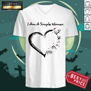 I Am A Simple Woman Chicken Wine Dog Paw And Flip Flop V-neck