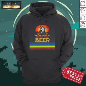 I'm Just Here For Beer Halloween Halo Funny Ghost Hoodie