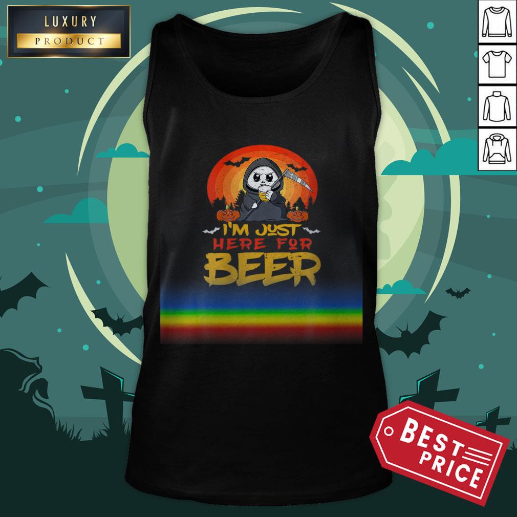 I'm Just Here For Beer Halloween Halo Funny Ghost Shirt I'm Just Here For Beer Halloween Halo Funny Ghost Tank Top