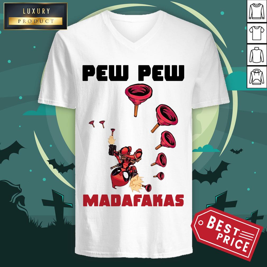 Official Baby Yoda Deadpool Pew Pew Madafakas Shirt Official Baby Yoda Deadpool Pew Pew Madafakas V-neck