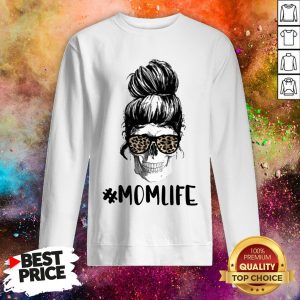 Skull Mom Life Messy Bun Leopard Print Day Dead Sweatshirt