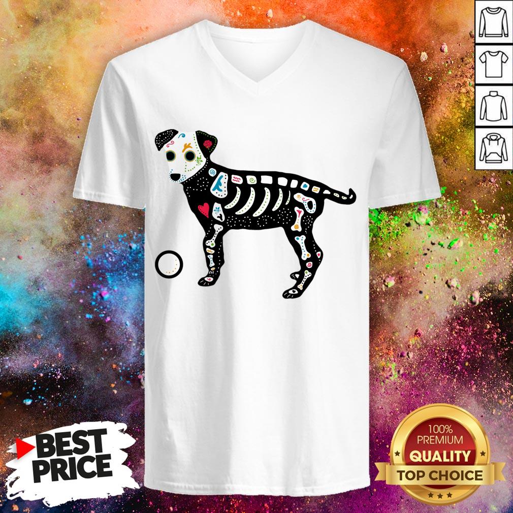 Sugar Skull Puppy Day Of The Dead Dia De Muertos Shirt Sugar Skull Puppy Day Of The Dead Dia De Muertos V-neck