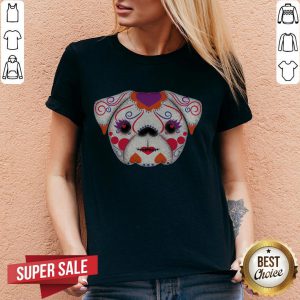 Sugar Skulls Señorita Pug Day Of The Dead Muertos V-neck