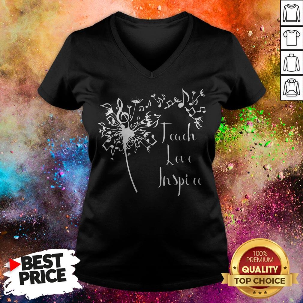 Teach Love Inspire Music Teacher Shirt Teach Love Inspire Music Teacher V-neck