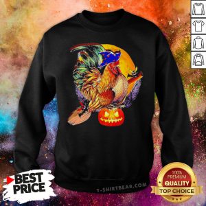 Nice Rooster Witch Happy Halloween Sweatshirt - Design By T-shirtbear.com