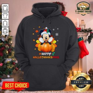 Awesome Mickey Mouse Santa Happy Hallothanksmas Hoodie - Design By T-shirtbear.com