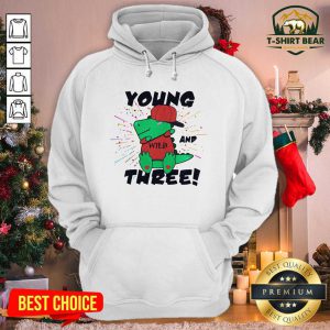Young Wild And Three Dabbing Dinosaur Trex Birthday Hoodie - Design by T-shirtBear.com