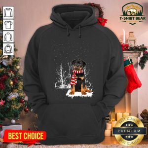 Rottweiler Snow Scarf Christmas Hoodie - Design by T-shirtBear.com
