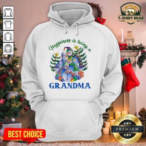 Happiness Is Being A Grandma Snowman Christmas Tree Xmas Hoodie - Design by T-shirtbear.com