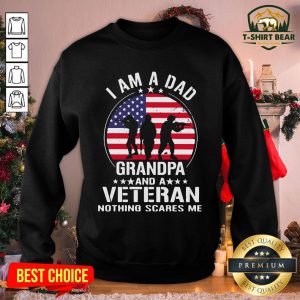 Nice American Flag I Am A Dad Grandpa And A Veteran Nothing Scares Me Sweatshirt - Design by T-shirtBear.com