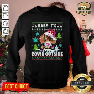 Babay It’s Covid Outside Chihuahua Wear Hat Santa With Mask Merry Xmas Sweatshirt - Design by T-shirtbear.com