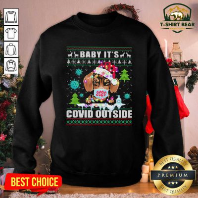 Babay It’s Covid Outside Chihuahua Wear Hat Santa With Mask Merry Xmas Sweatshirt - Design by T-shirtbear.com