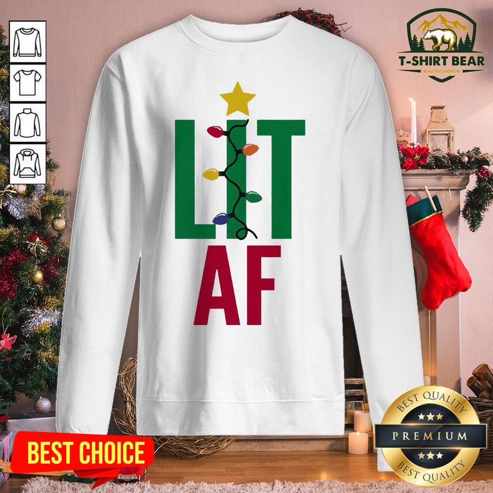 Hot Lit Af Light Christmas Sweatshirt - Design By T-shirtbear.com Hot Lit Af Light Christmas Sweatshirt - Design By T-shirtbear.com