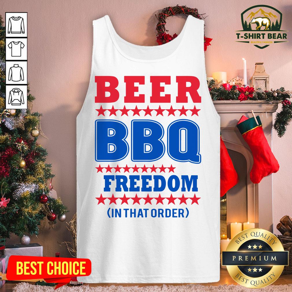 Nice American Flag Beer BBQ Freedom In That Order Tank Top - Design By T-shirtbear.com Nice American Flag Beer BBQ Freedom In That Order Tank Top - Design By T-shirtbear.com