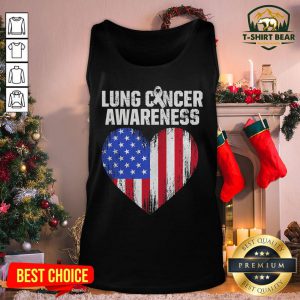 Originall Lung Cancer Awareness Heart American Flag Tank Top - Design By T-shirtbear.com