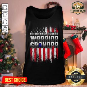 Awesome Colorectal Cancer Warrior Grandpa American Flag Tank Top - Design By T-shirtbear.com