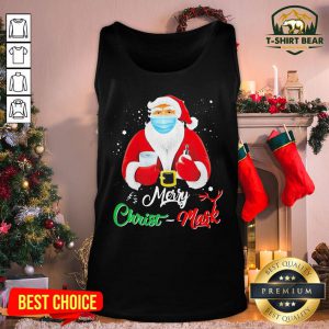 Cute Santa Face Mask Merry Christmas 2020 Quarantine Tank Top - Design By T-shirtbear.com