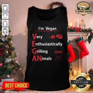 I’m Vegan Very Enthusiastically Grilling Animals Tank Top - Design by T-shirtBear.com