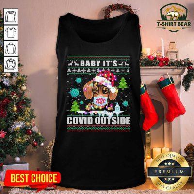 Babay It’s Covid Outside Chihuahua Wear Hat Santa With Mask Merry Xmas Tank Top - Design by T-shirtbear.com