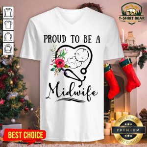 Pretty Flower Nurse Proud To Be A Midwife V-neck - Design By T-shirtbear.com