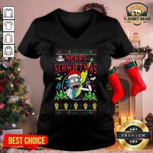 Cool Santa Rick Sanchez Merry Swiftmas Ugly Christmas V-neck - Design By T-shirtbear.com