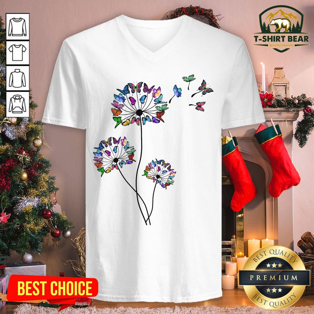 Pretty Butterflies Dandelions V-neck - Design By T-shirtbear.com Pretty Butterflies Dandelions V-neck - Design By T-shirtbear.com