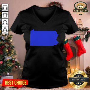 Turn Pennsylvania Blue V-neck - Design by T-shirtBear.com