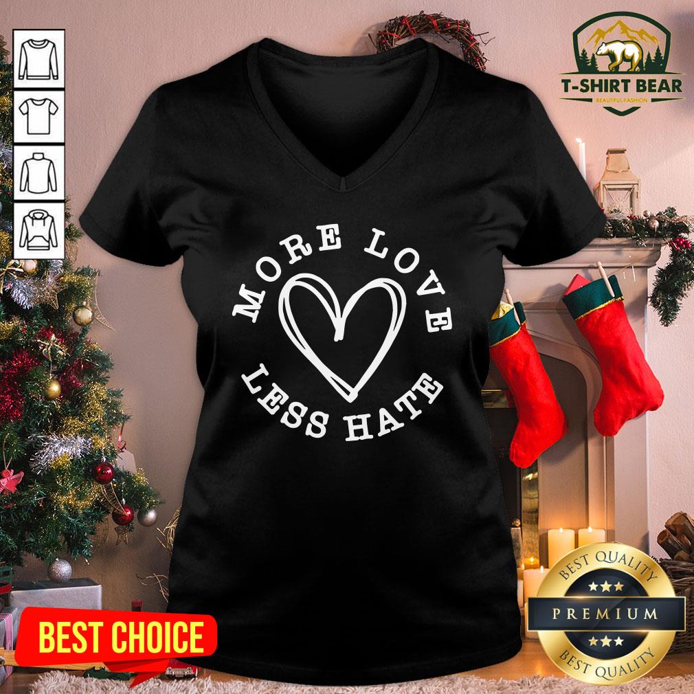 Original More Love Less Hate Heart V-neck - Design By T-shirtbear.com Original More Love Less Hate Heart V-neck - Design By T-shirtbear.com