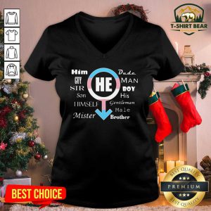 Him Guy Sir Son Himself Mister Dude Man Boy His Gentleman Male V-neck - Design by T-shirtbear.com