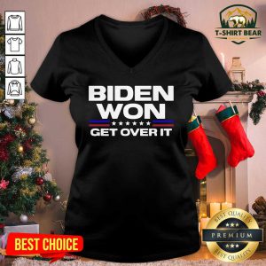 Biden Won Get Over It Election President Victory Stars V-neck - Design by T-shirtbear.com