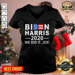 Biden Harris 2020 We Did It Joe American Flag Election V-neck - Design by T-shirtbear.com