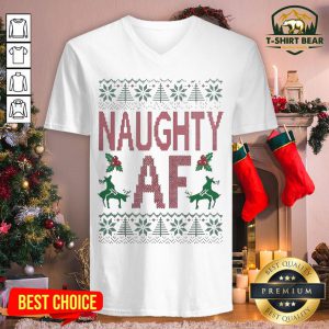 Premium Naughty AF Ugly Christmas V-neck - Design By T-shirtbear.com