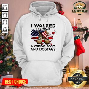 I Walked The Walk In Combat Boots And Dogtags Shoe American Flag Hoodie - Design by T-shirtbear.com