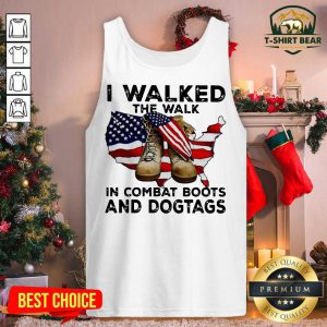 I Walked The Walk In Combat Boots And Dogtags Shoe American Flag Tank Top - Design by T-shirtbear.com