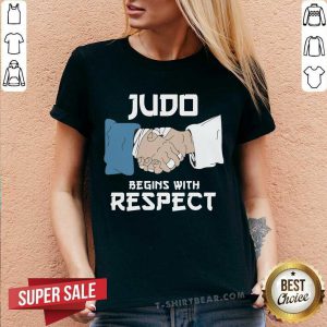 Judo Begins With Respect V-neck - Design by T-shirtbear.com