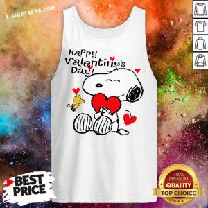 Snoopy Hug Heart And Woodstock Happy Valentine’s Day Tank Top - Design by T-shirtbear.com