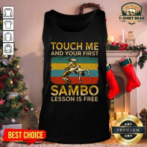 Touch Me And Your First Sambo Lesson Is Free Vintage Retro Tank Top - Design by T-shirtbear.com