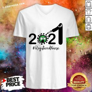 2021 Coronavirus Registered Nurse V-neck - Design by T-shirtbear.com