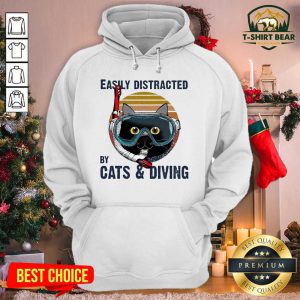 Easily Distracted By Cats And Diving Vintage Hoodie - Design by T-shirtbear.com