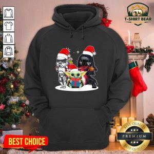 Baby Yoda And Darth Vader Stormtrooper Merry Christmas Hoodie - Design by T-shirtbear.com