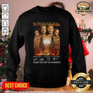 Supernatural 2005 2020 15 Seasons 327 Episodes Thank You For The Memories Signatures Sweatshirt - Design by T-shirtbear.com