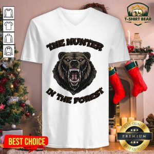 Bear The Hunter In The Forest V-neck - Design by T-shirtbear.com
