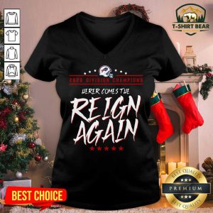 Buffalo Bills 2020 Division Champions Herer Comes The Reign Again V-neck - Design by T-shirtbear.com