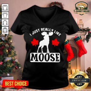 I Just Really Like Moose V-neck - Design by T-shirtbear.com