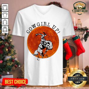 Cowgril Up The Moon V-neck - Design by T-shirtbear.com