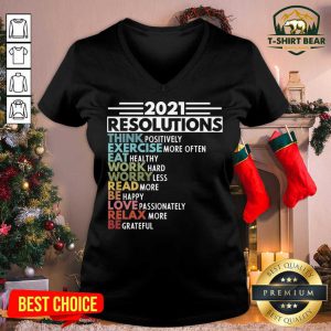 2021 New Years Resolutions V-neck - Design by T-shirtbear.com