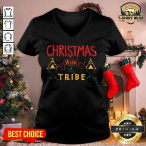 Christmas With The Tribe V-neck - Design by T-shirtbear.com