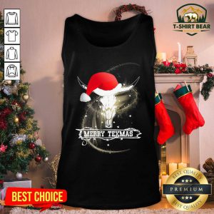 Merry Texmas Skull Cow Ugly Christmas Tank Top - Design by T-shirtbear.com